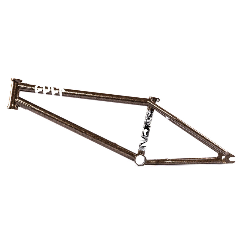 CULT BMX Preston okert frame with a cult brand logo on a white background