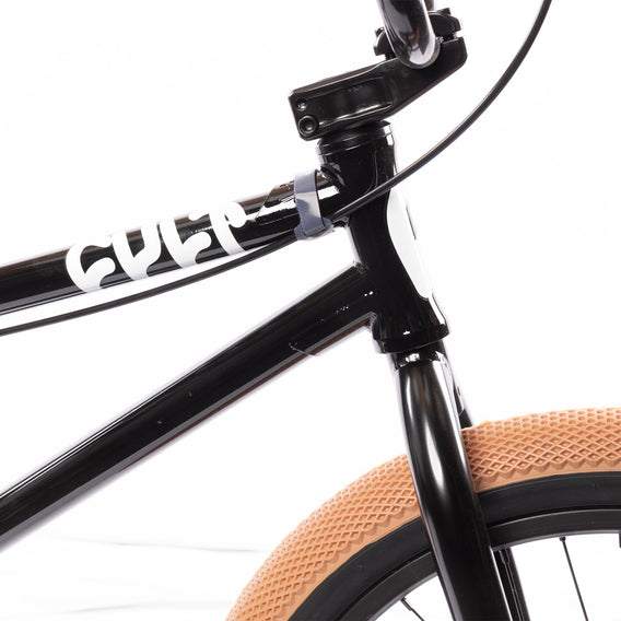 Cult 2024 Gateway BMX Bike - Black With Gum Tyres 20.5" Frame Front End | Backyard Hastings UK BMX Shop
