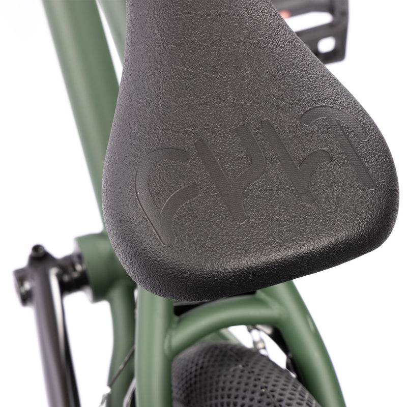 Cult 2024 Gateway BMX Bike - Green With Black Parts 20.5" Seat Deboss Detail | BMX Shop Hastings UK Backyard