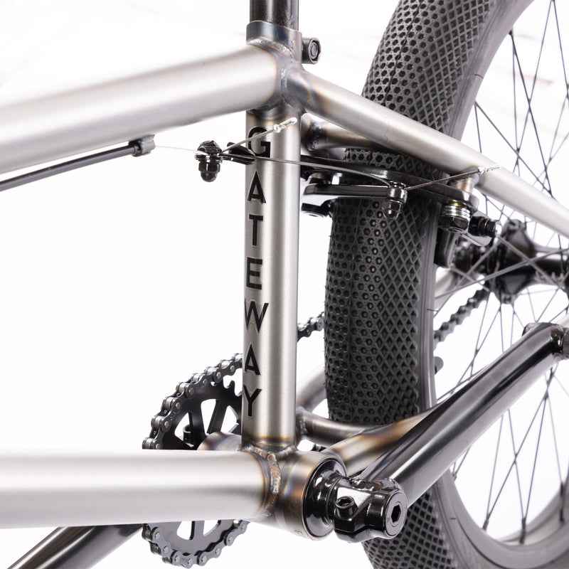 Cult 2024 Access BMX Bike - Raw With Grey Camo Tyres 20" Seat Post Sticker Detail | Backyard UK BMX Shop Hastings