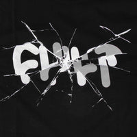 Broken glass effect with the word 'FUCK' on a black background
