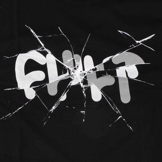 Broken glass effect with the word 'FUCK' on a black background