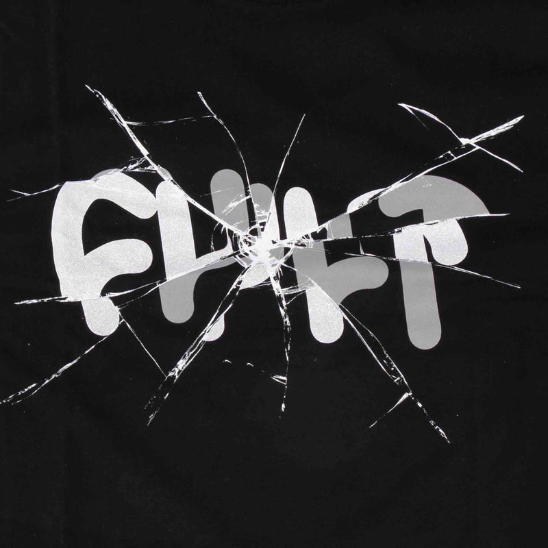 Broken glass effect with the word 'FUCK' on a black background