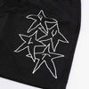 Black shorts with white star designs on a white background