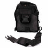 Black tactical backpack with a strap on a white background