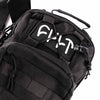 Black tactical bag with visible branding on a white background