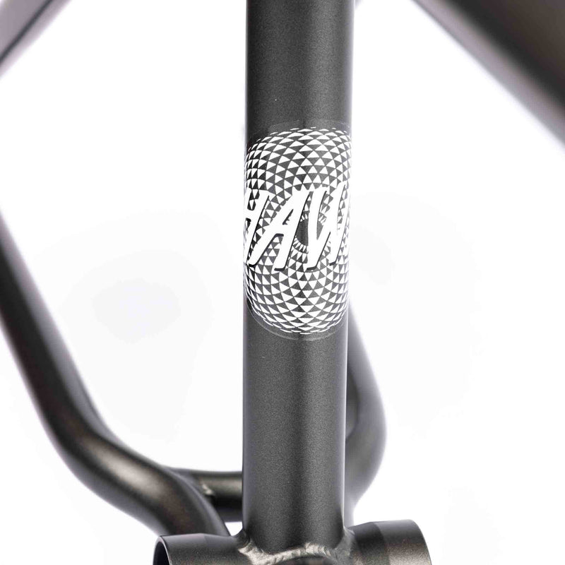 Cult BMX Hawk Frame - Gun Metal Grey seat tube graphic