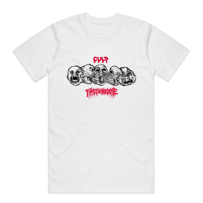 Cult x Fast And Loose Dysphoria T-Shirt - White | Backyard UK BMX Shop Hastings