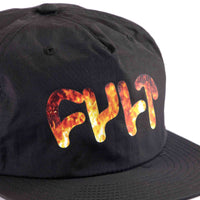 Cult Hell Cap - Black fire cult logo close up