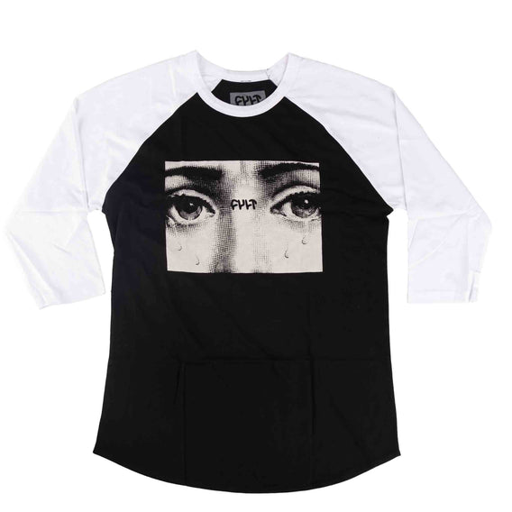 Cult So Sad V2 Raglan T-Shirt - Black With White Sleeves front