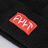 Cult Waffle Beanie - Black | red sewn on patch