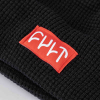 Cult Waffle Beanie - Black | red sewn on patch