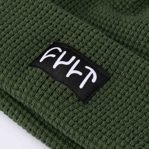 Cult Waffle Beanie - Green sew on patch