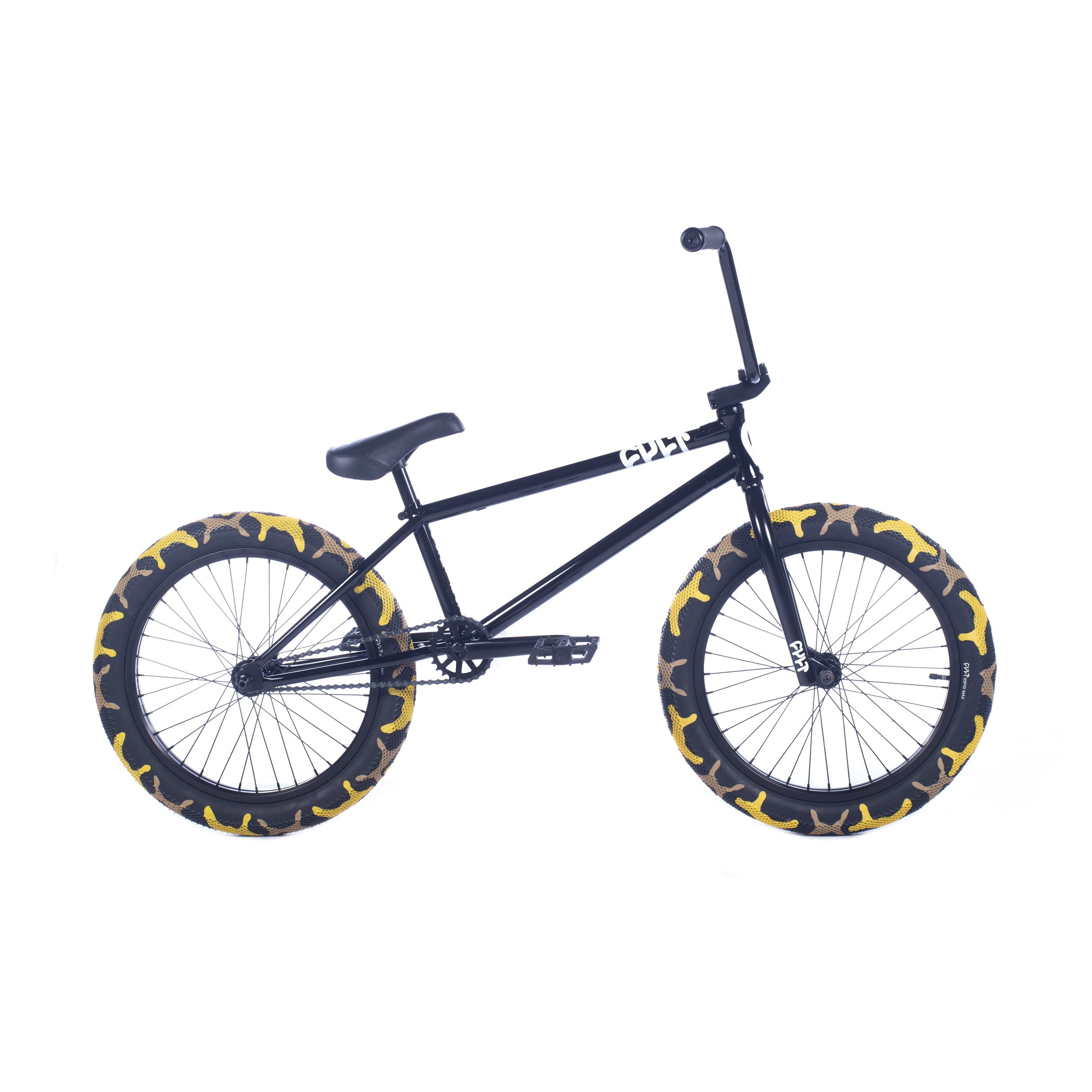 Cult 2024 Control BMX Bike Black With Yellow Camo Tyres 20.75" Cult