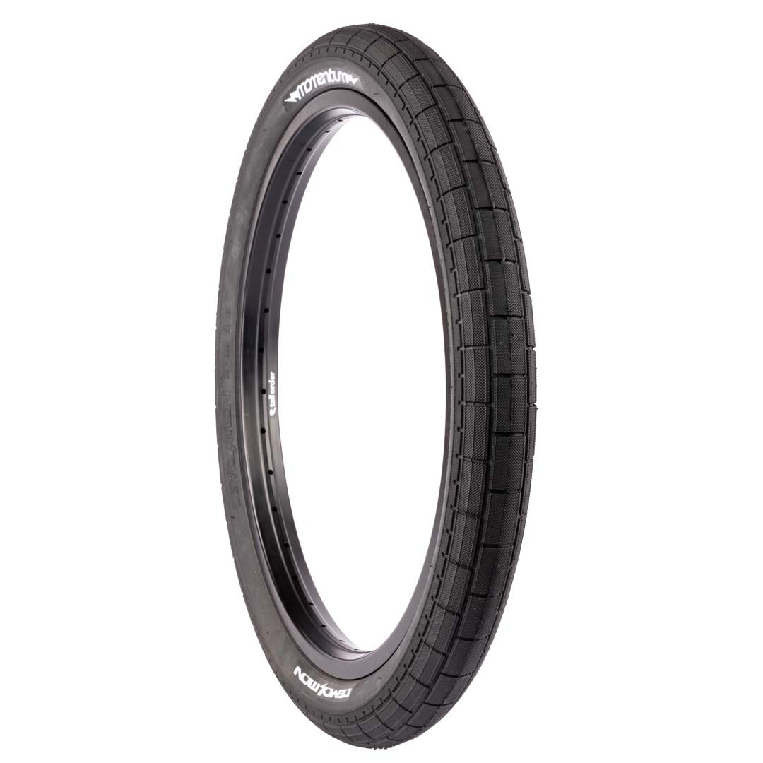 demolition momentum black bmx tyre diagonal view