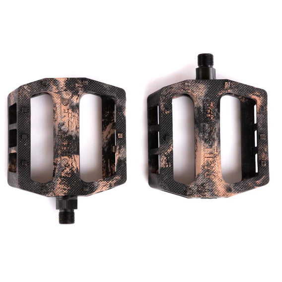 Demolition Trooper Plastic Pedals - Black/Brown Marble 9/16"