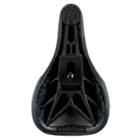Black bicycle seat on a white background