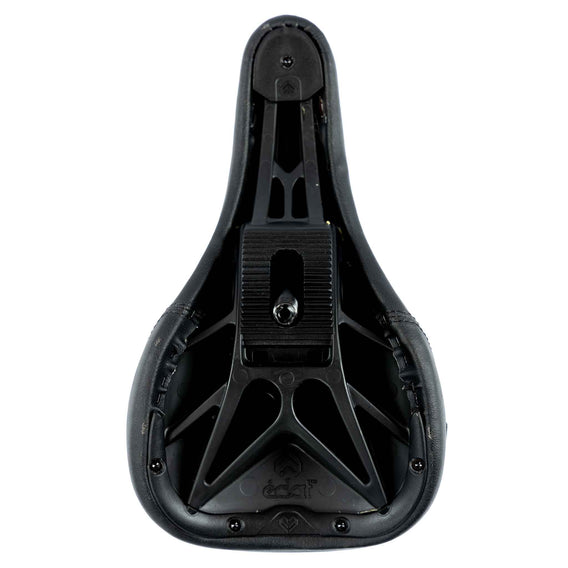 Black bicycle seat on a white background