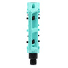 Turquoise Teal Eclat Contra BMX pedal with black pins on a white background