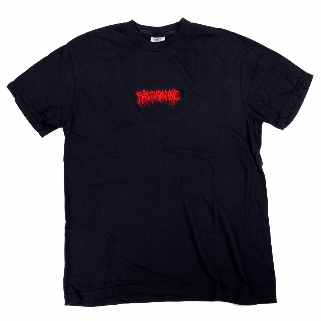 Fast And Loose Embroidered Metal Logo T-Shirt - Black | Backyard BMX Shop UK