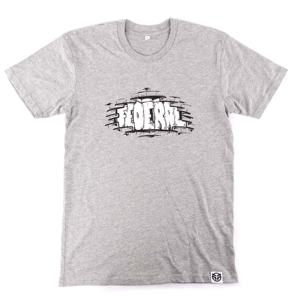 Photo of the Federal Bricks t-shirt in grey on a white background