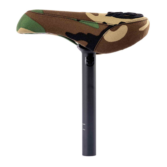 Federal Mid Pivotal Logo Seat in Camo with Federal Pivotal seat post shot with the seat on