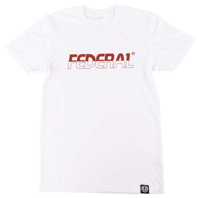 Federal Half Full t-shirt in white photographed on a white background