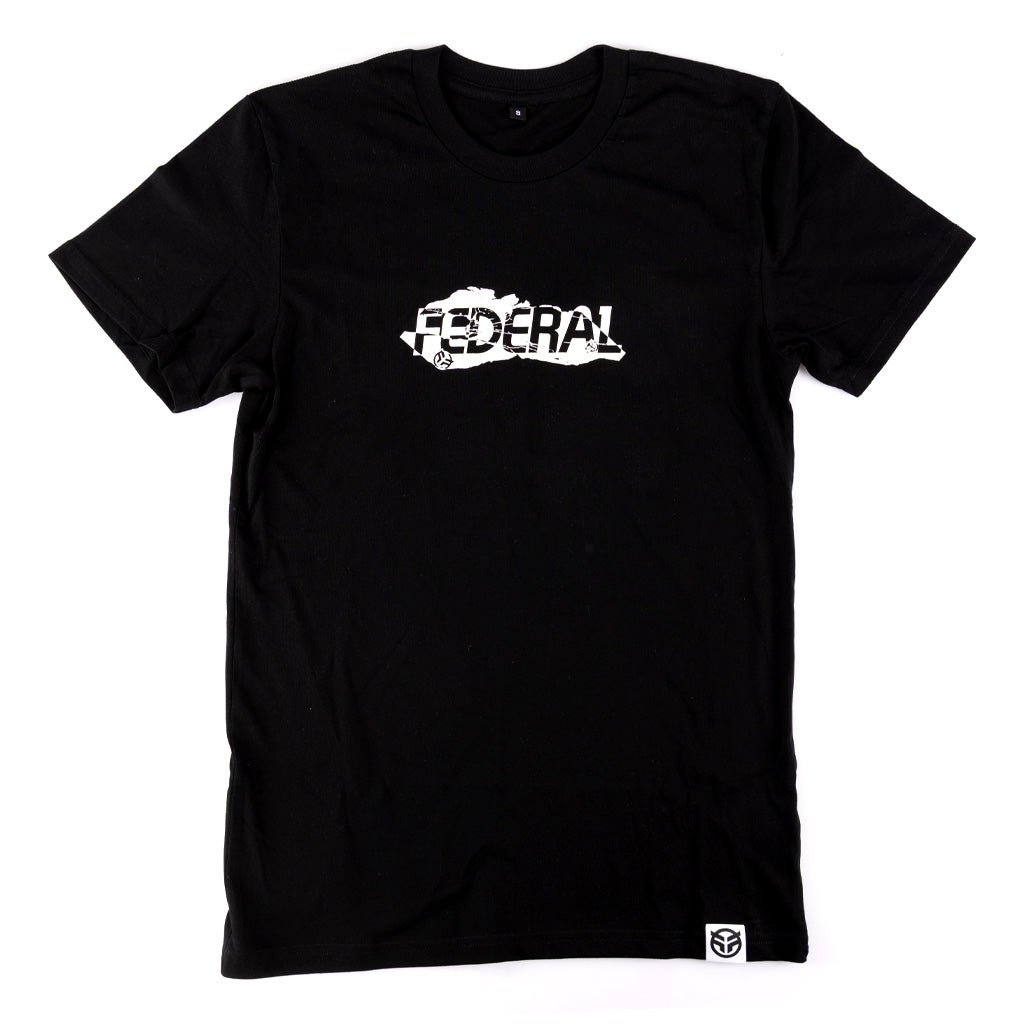 Federal Marble t-shirt in black photographed on a white background