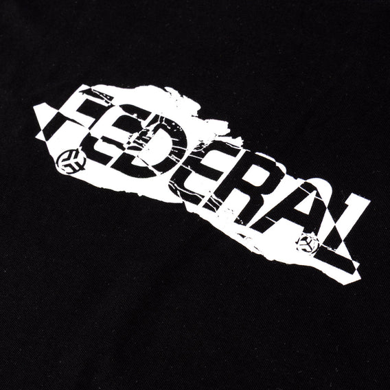 Close up of the front print of the Federal Marble t-shirt