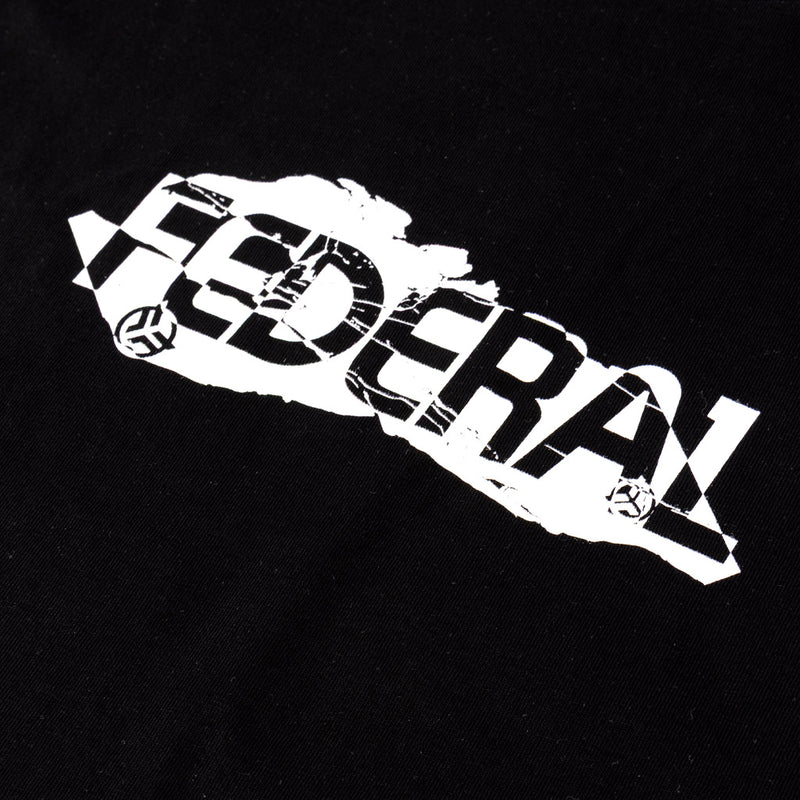Close up of the front print of the Federal Marble t-shirt