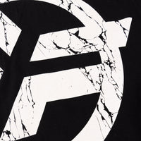 Close up of the back print on the Federal Marble t-shirt