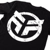 Close up photo of the back print Federal Marble black t-shirt
