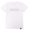 Federal Outline t-shirt in white photographed on a white background