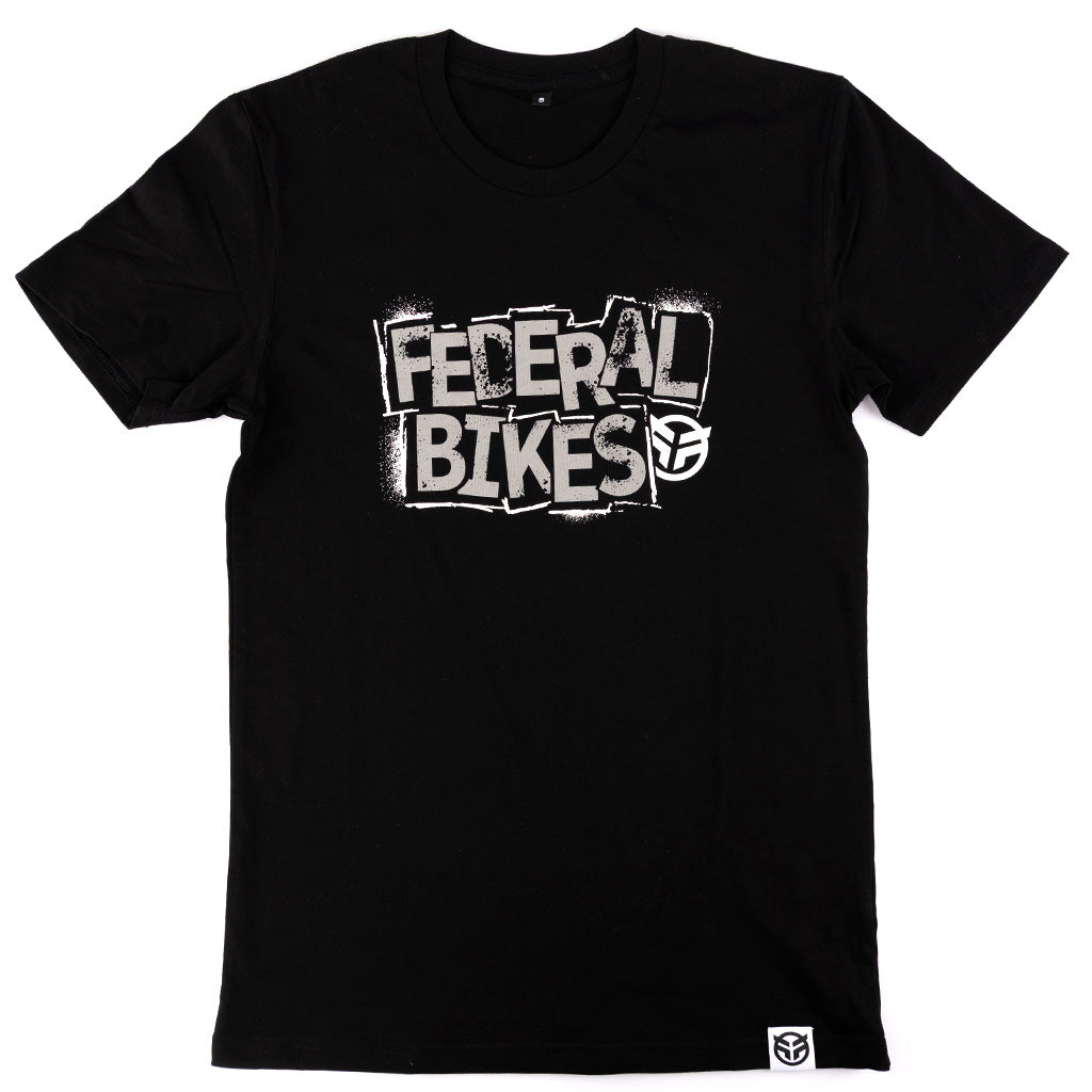 Federal Stencil T-shirt in black photographed on a white background