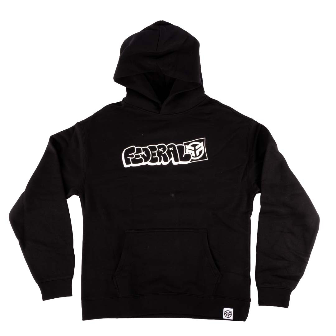 Federal Tagged Outline Hoodie Black front view