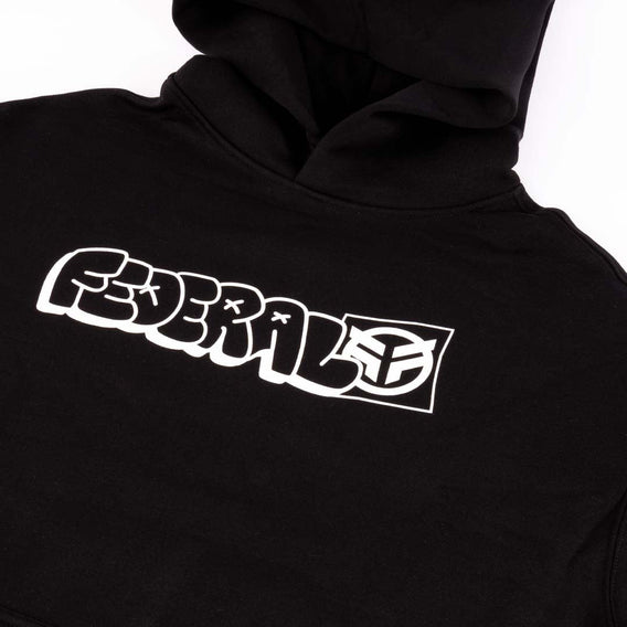 Federal Tagged Outline Hoodie Black print