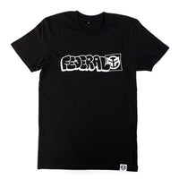 Black federal t-shirt with white logo on a white background