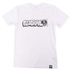 White Federal Tagged Outline T-shirt photographed on a white background