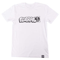 White Federal Tagged Outline T-shirt photographed on a white background