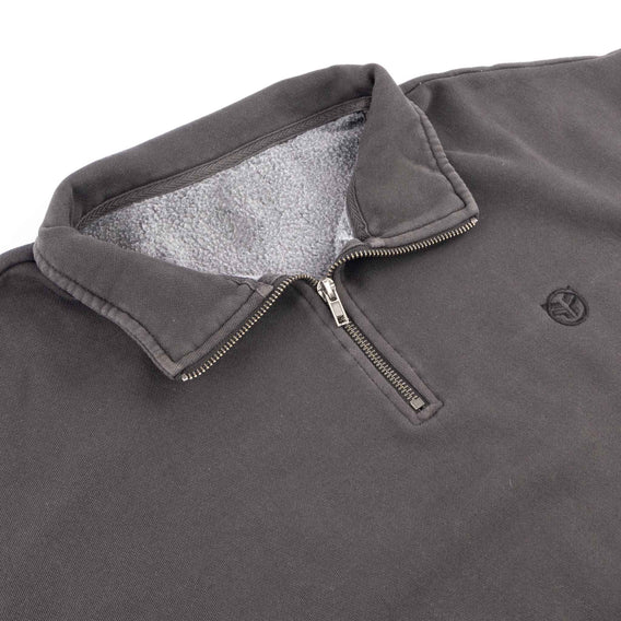 Federal Workers Fleece - Faded Black zipped collar