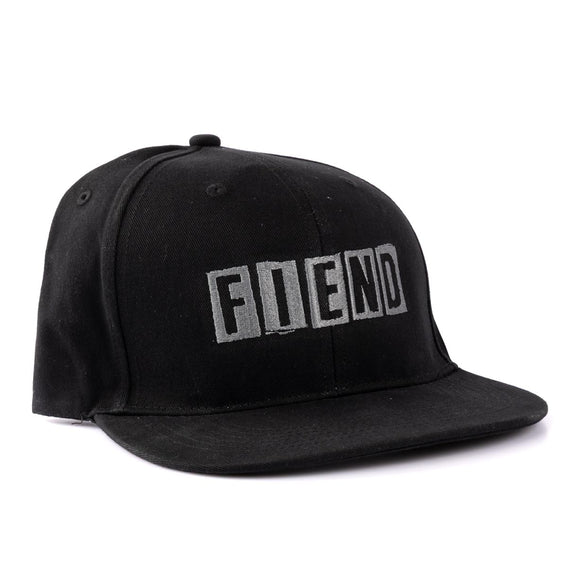 Black cap with 'FIEND' logo on a white background