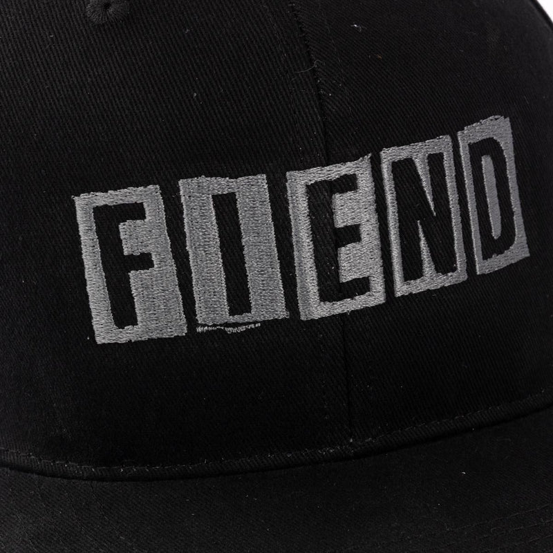 Black cap with 'FIEND' text on a black background