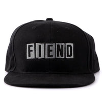 Black cap with 'FIEND' logo on a white background