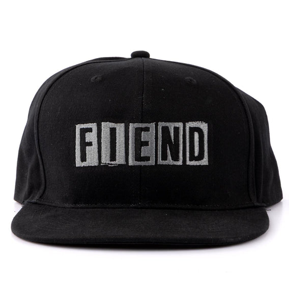 Black cap with 'FIEND' logo on a white background