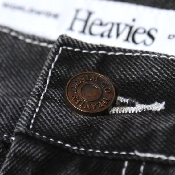 Heavies Jeans - Washed Black button detail
