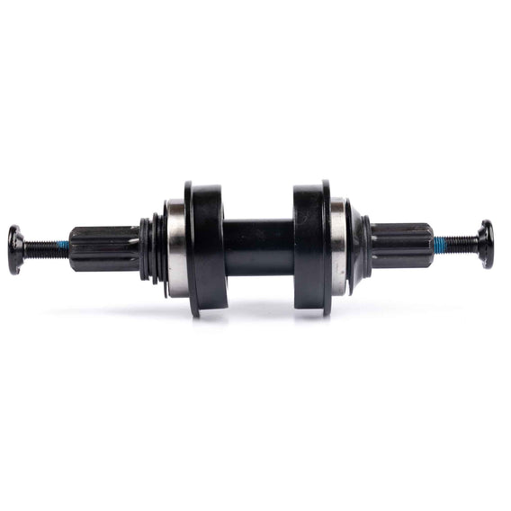 KHE US Bottom Bracket With 8 Spline Axle - Black 19mm front profile | Backyard UK BMX Shop