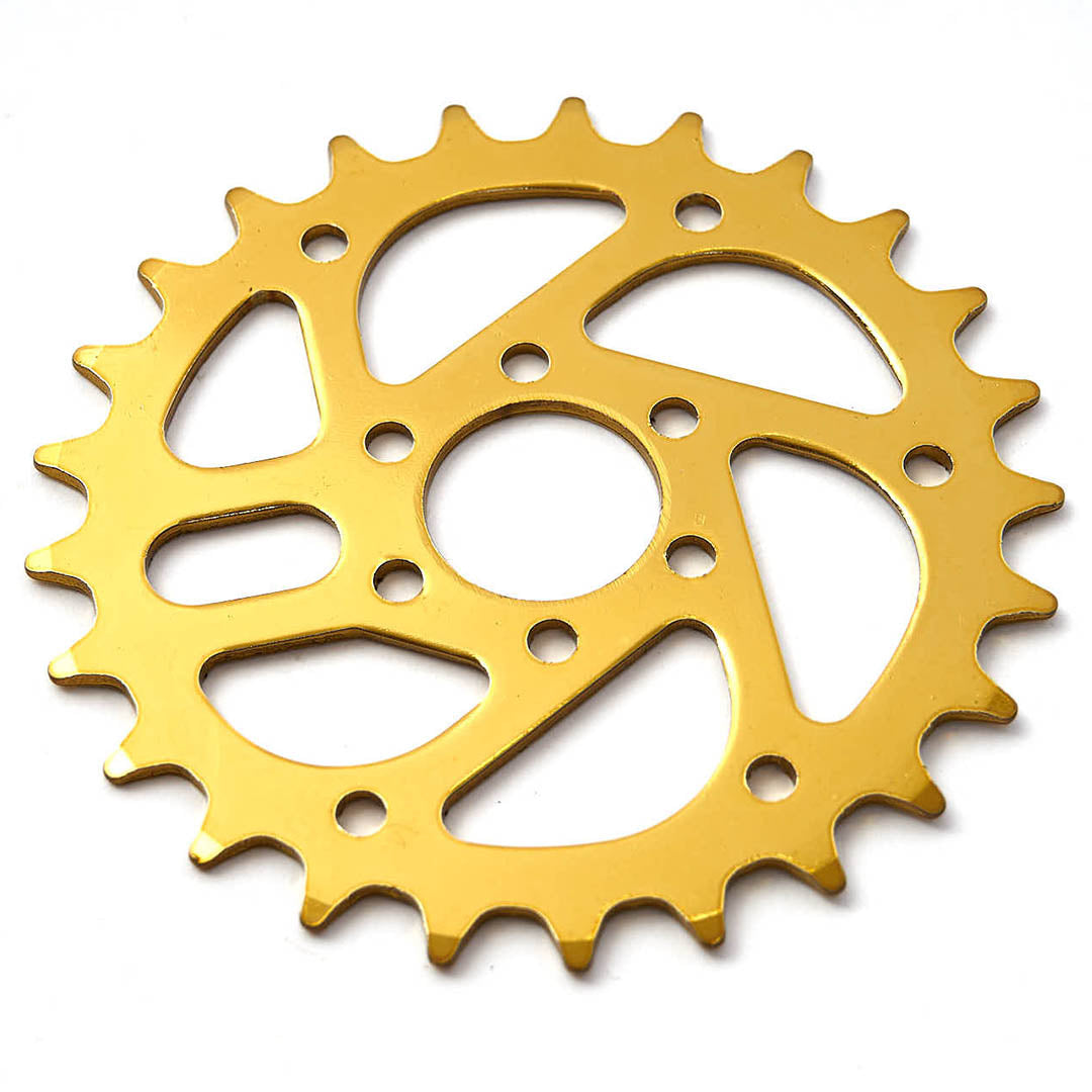 Gold KHE MVP Steel 25t Sprocket on white background
