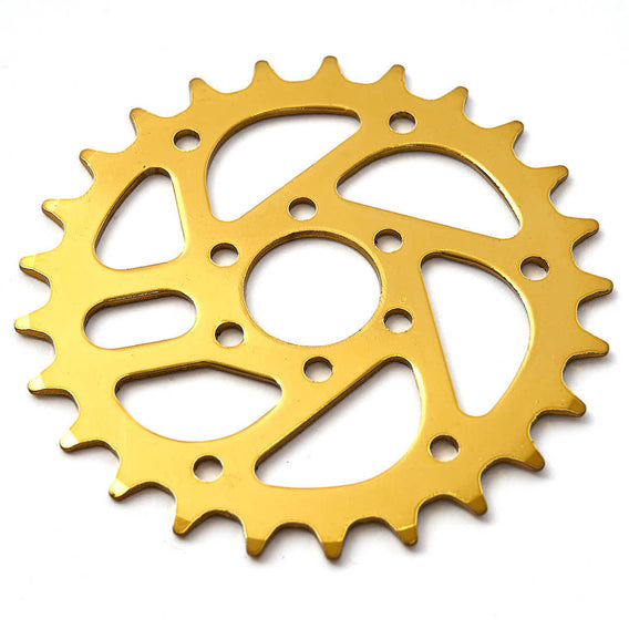Gold KHE MVP Steel 25t Sprocket on white background