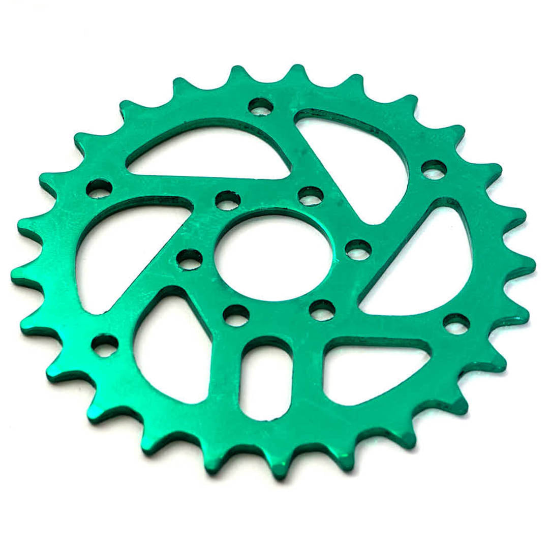 Green KHE MVP Steel 25t Sprocket on white background