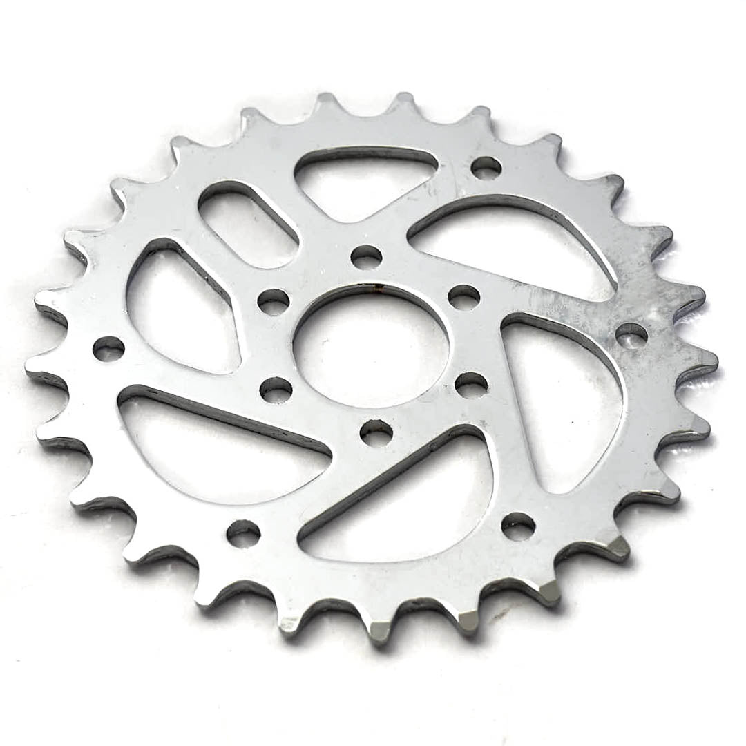 Silver KHE MVP Steel 25t Sprocket on white background
